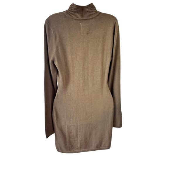 New CHASER Sweater Mini Dress Mock Neck Long Sleeve Side Slit Taupe Women's Sz S - Picture 8 of 11